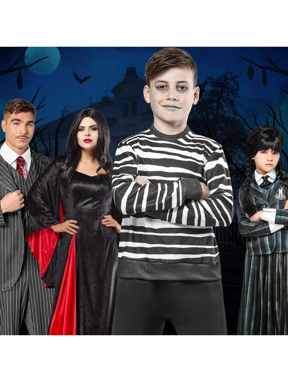 Rubie's Wednesday Pugsley Addams Black & White Striped Top with Black Pants - Picture 6 of 9